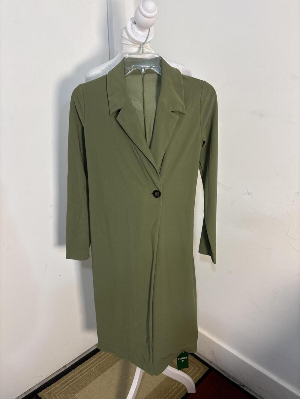 NWT Halara Wemidress Long Jacket Single Button Olive XS New With Tags